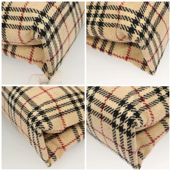 BURBERRY Nova Check Hand Bag Wool Beige Auth - Picture 15 of 15